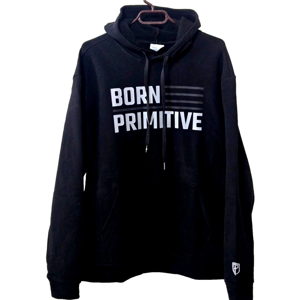Born Primitive Flag Unmatched Hoodie Mens L Black NWT